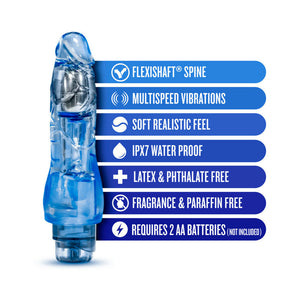 Fantasy Vibe Realistic 8.5 in. Vibrating Dildo Blue