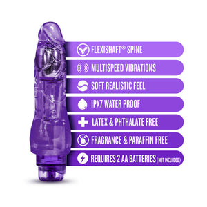 Fantasy Vibe Realistic 8.5 in. Vibrating Dildo Purple