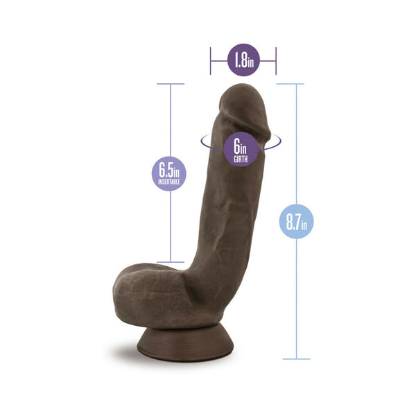 Jerome 8.5 in. Posable Dual Density Dildo with Balls & Suction Cup Brown