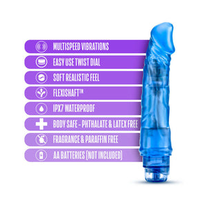 Vibe 6 Realistic 9.25 in. Vibrating Dildo Blue