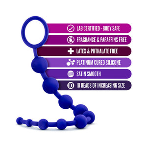 Silicone 10 Beads for Anal Play Indigo