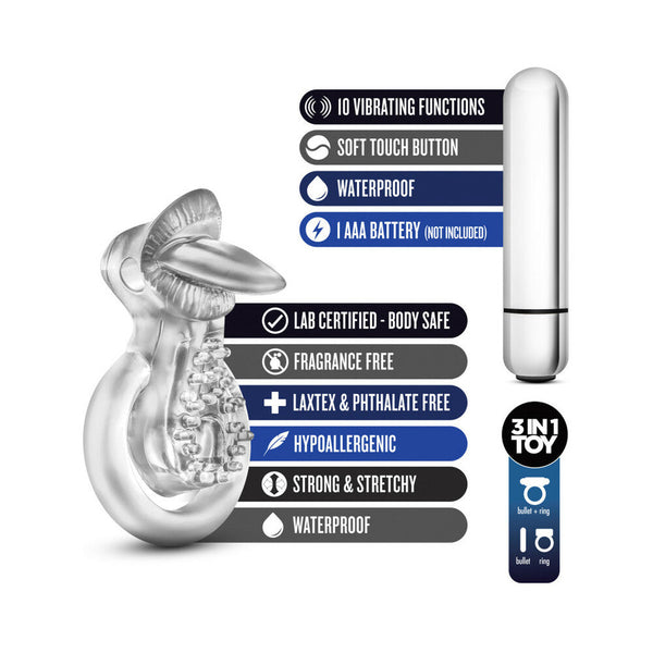 10 Function Vibrating Tongue Ring Clear
