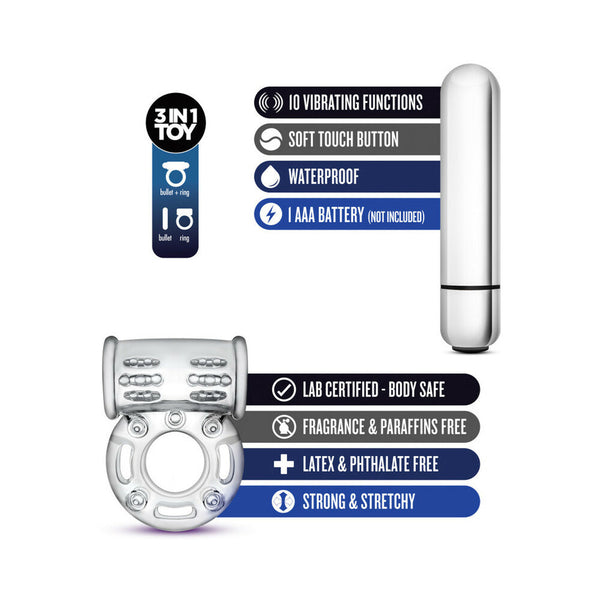 10 Function Vibrating Bull Ring Clear