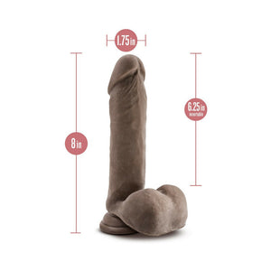8 in. Posable Dual Density Dildo with Balls & Suction Cup Brown