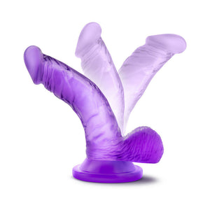 4 in. Mini Cock Realistic Dildo with Balls & Suction Cup Purple