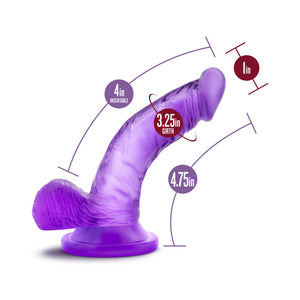 4 in. Mini Cock Realistic Dildo with Balls & Suction Cup Purple