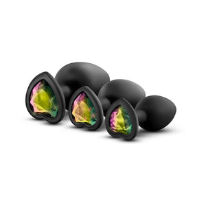 3-Piece Bling Plug Training Kit with Rainbow Gem Base Black