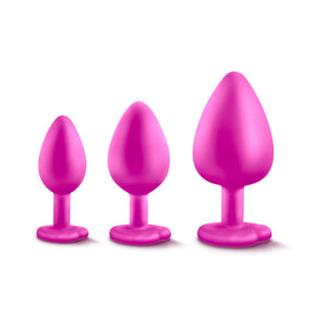 3-Piece Bling Plug Training Kit with White Gem Base Pink