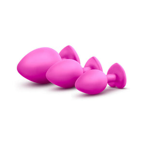 3-Piece Bling Plug Training Kit with White Gem Base Pink
