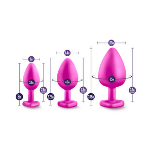 3-Piece Bling Plug Training Kit with White Gem Base Pink