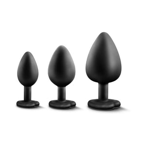 3-Piece Bling Plug Training Kit with White Gem Base Black