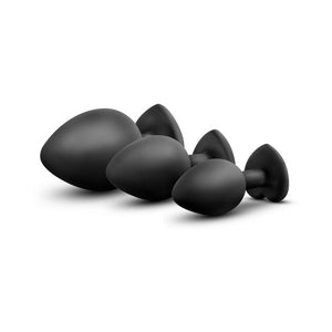 3-Piece Bling Plug Training Kit with White Gem Base Black