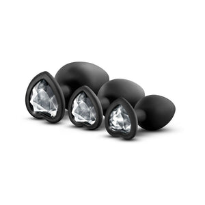 3-Piece Bling Plug Training Kit with White Gem Base Black