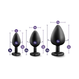 3-Piece Bling Plug Training Kit with White Gem Base Black