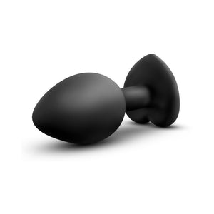 Bling Anal Plug with Heart-Shaped Gem Base Small Black
