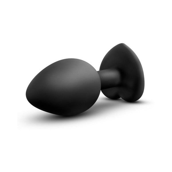 Bling Anal Plug with Heart-Shaped Gem Base Small Black