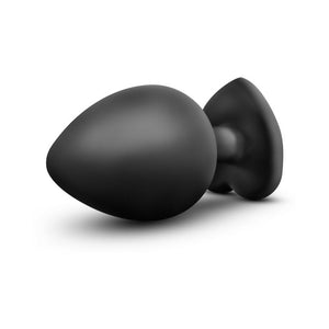 Bling Anal Plug with Heart-Shaped Gem Base Large Black