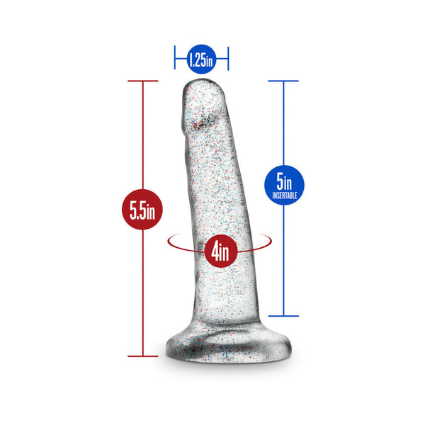 5.5 in. Glitter Dong Realistic Dildo with Suction Cup Sparkling Clear