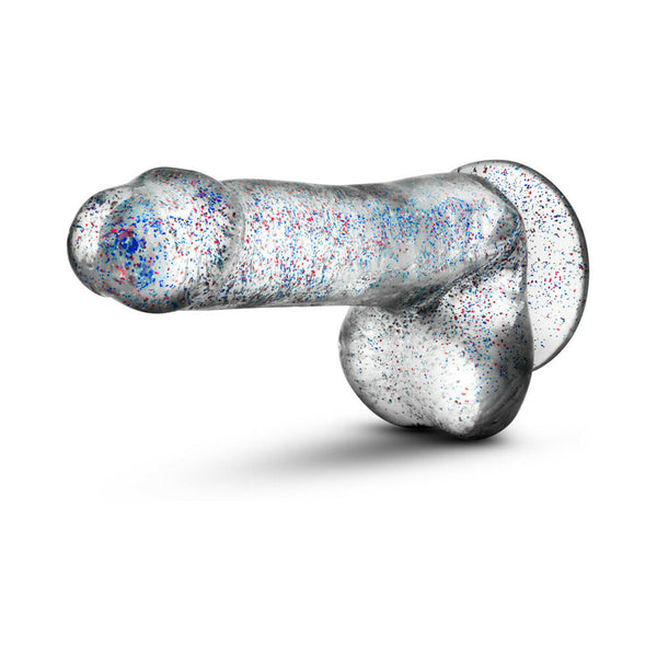 6 in. Glitter Cock Realistic Dildo with Balls & Suction Cup Sparkling Clear