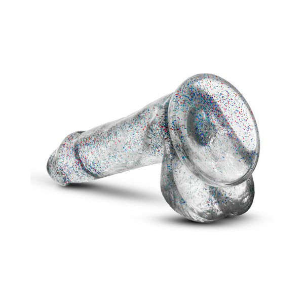 6 in. Glitter Cock Realistic Dildo with Balls & Suction Cup Sparkling Clear