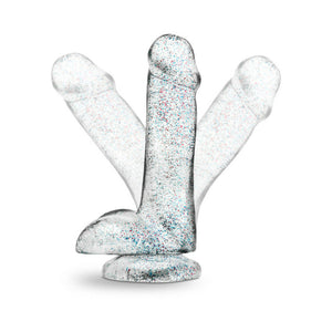 6 in. Glitter Cock Realistic Dildo with Balls & Suction Cup Sparkling Clear