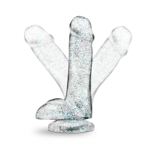 6 in. Glitter Cock Realistic Dildo with Balls & Suction Cup Sparkling Clear