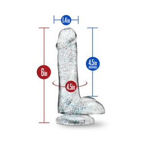 6 in. Glitter Cock Realistic Dildo with Balls & Suction Cup Sparkling Clear