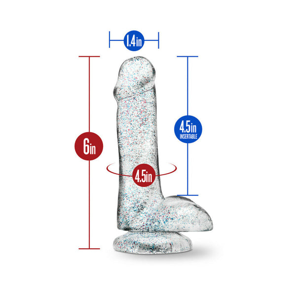 6 in. Glitter Cock Realistic Dildo with Balls & Suction Cup Sparkling Clear