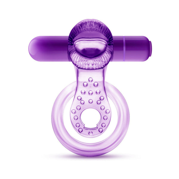 Lick It Vibrating Double Strap Cockring Purple