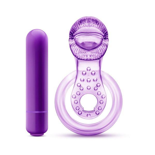 Lick It Vibrating Double Strap Cockring Purple