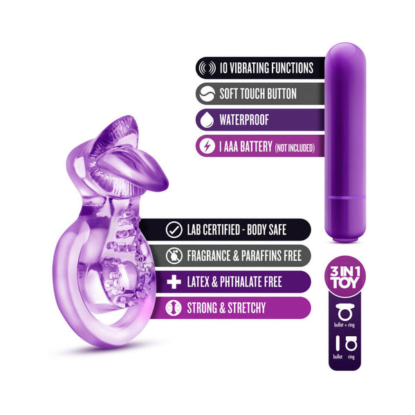 Lick It Vibrating Double Strap Cockring Purple