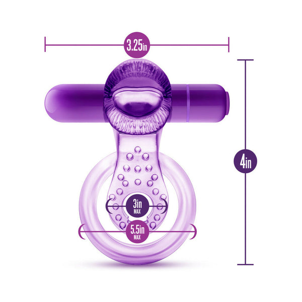 Lick It Vibrating Double Strap Cockring Purple