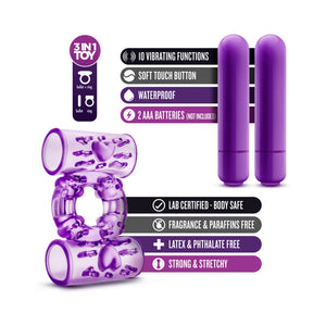 Double Play Dual Vibrating Cockring Purple