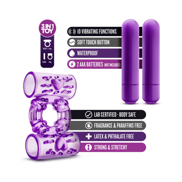 Double Play Dual Vibrating Cockring Purple