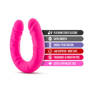 Blush Ruse Realistic 18 in. Silicone Slim Double Dong Dual Ended Dildo Hot Pink