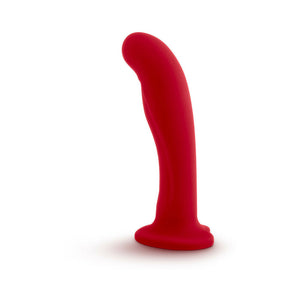 Jezebel 6 in. Curved Silicone Dildo with Heart-Shaped Suction Cup Crimson