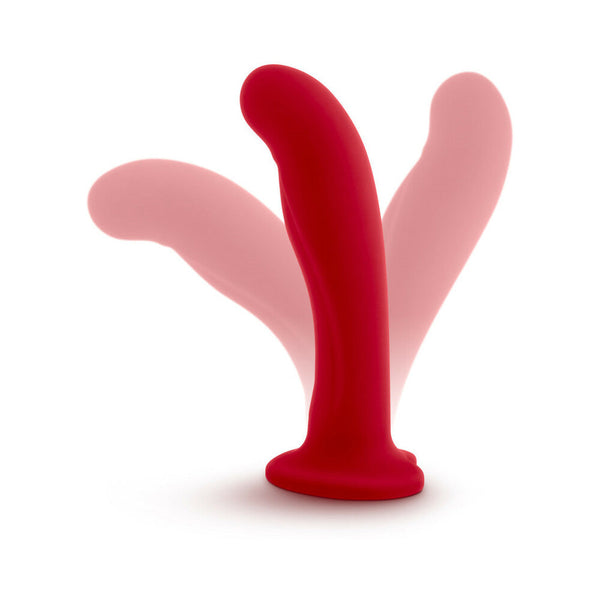 Jezebel 6 in. Curved Silicone Dildo with Heart-Shaped Suction Cup Crimson