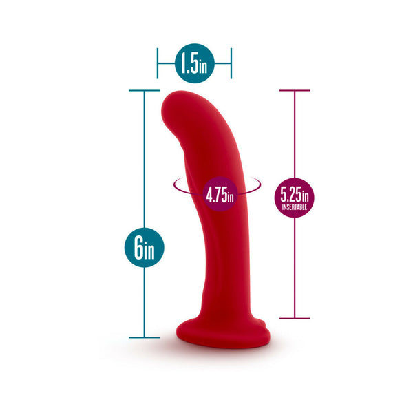 Jezebel 6 in. Curved Silicone Dildo with Heart-Shaped Suction Cup Crimson