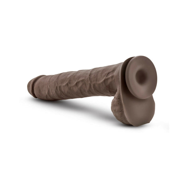 Daddy 14 in. Posable Dual Density Dildo with Balls Brown