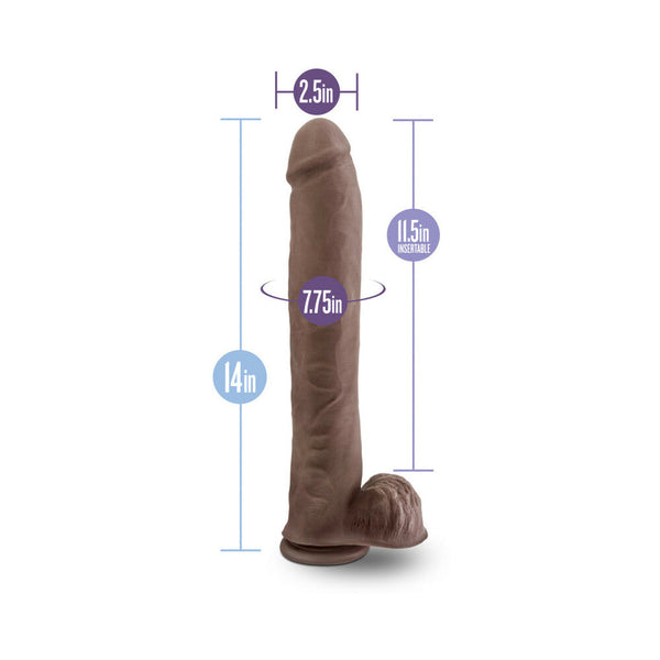 Daddy 14 in. Posable Dual Density Dildo with Balls Brown