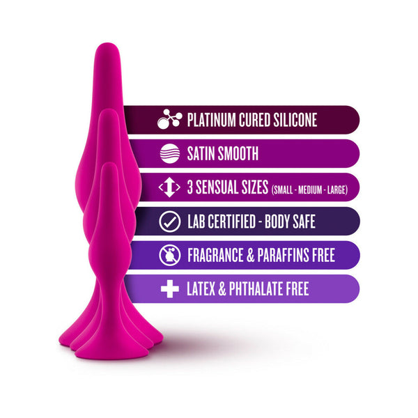 3-Piece Silicone Beginner Plug Kit Pink