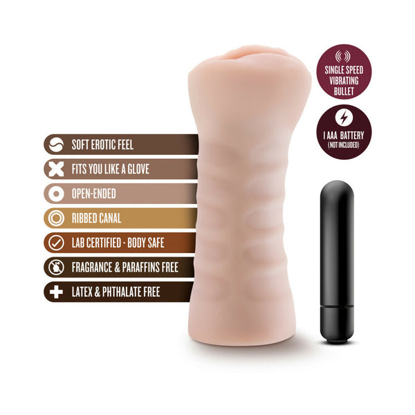 Ashley Vagina Stroker with Bullet Vibrator Beige