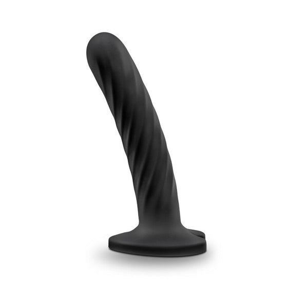 Twist 5.5 in. Curved Dildo with Heart-Shaped Suction Cup Medium Black