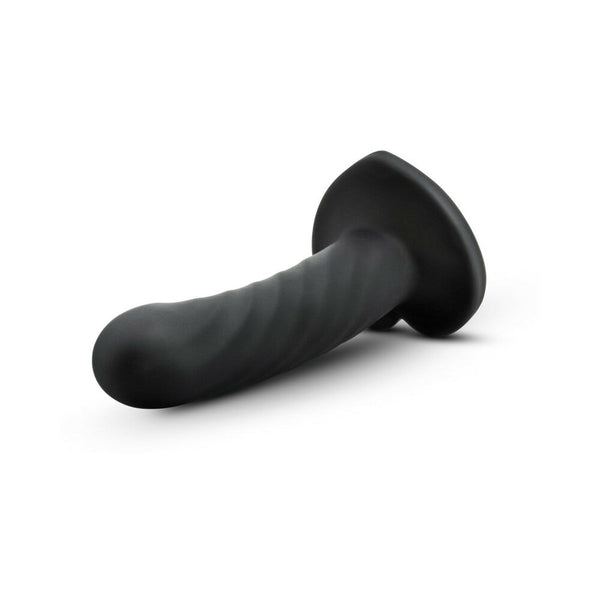Twist 5.5 in. Curved Dildo with Heart-Shaped Suction Cup Medium Black
