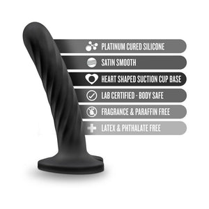 Twist 5.5 in. Curved Dildo with Heart-Shaped Suction Cup Medium Black