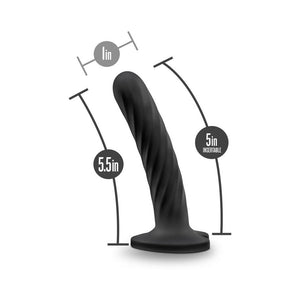 Twist 5.5 in. Curved Dildo with Heart-Shaped Suction Cup Medium Black