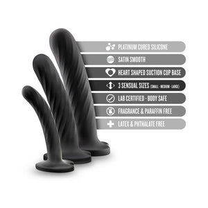 Twist Kit 3-Piece Silicone Dildo Set Black