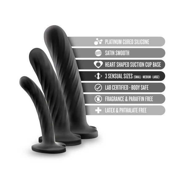 Twist Kit 3-Piece Silicone Dildo Set Black