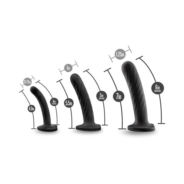 Twist Kit 3-Piece Silicone Dildo Set Black