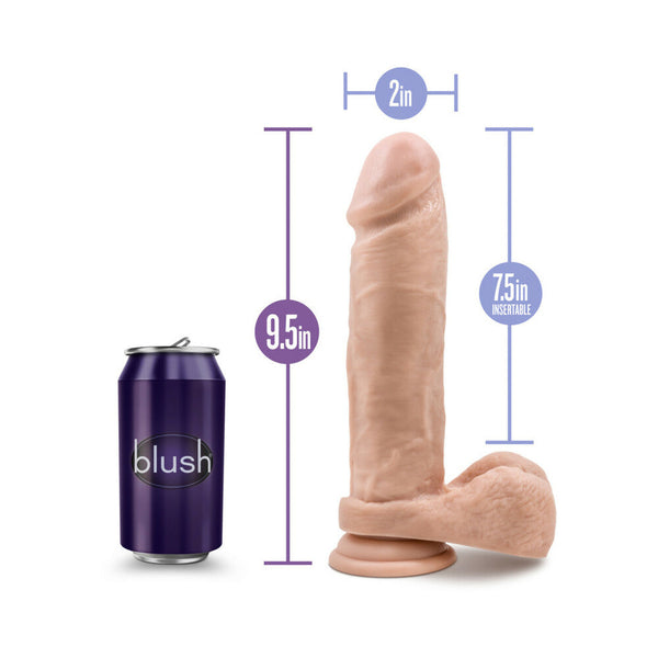 9.5 in. Posable Dual Density Dildo with Balls Beige